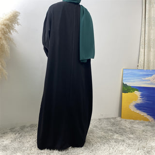 1438# Classy Latest Smooth Nida Material Two-Color Design Loose Sleeves Black Back Design Women Popular EID Open Abaya