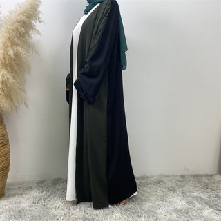 1438# Classy Latest Smooth Nida Material Two-Color Design Loose Sleeves Black Back Design Women Popular EID Open Abaya