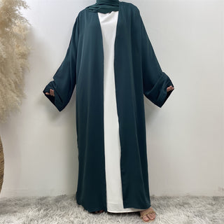 1438# Classy Latest Smooth Nida Material Two-Color Design Loose Sleeves Black Back Design Women Popular EID Open Abaya