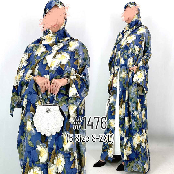 1475# Free Hijab Modest Set  | Batwing Sleeve Cover Up with Pockets Muslim Dress Viral TikTok | Ramadan Eid Modest Kaftan Abaya