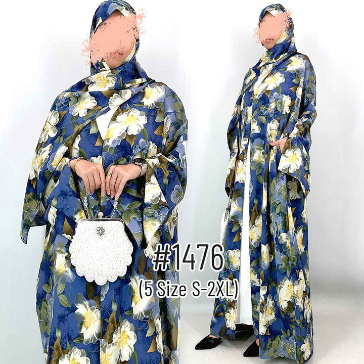 1475# Free Hijab Modest Set  | Batwing Sleeve Cover Up with Pockets Muslim Dress Viral TikTok | Ramadan Eid Modest Kaftan Abaya