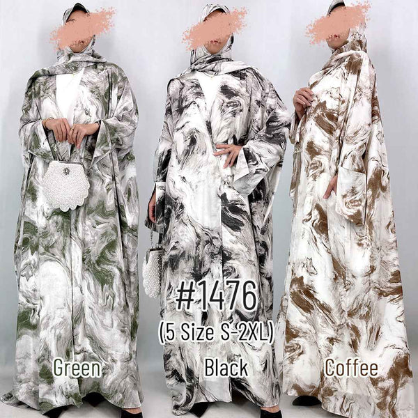1476# Free Hijab Modest Set  | Batwing Sleeve Cover Up with Pockets Muslim Dress Viral TikTok | Ramadan Eid Modest Kaftan Abaya