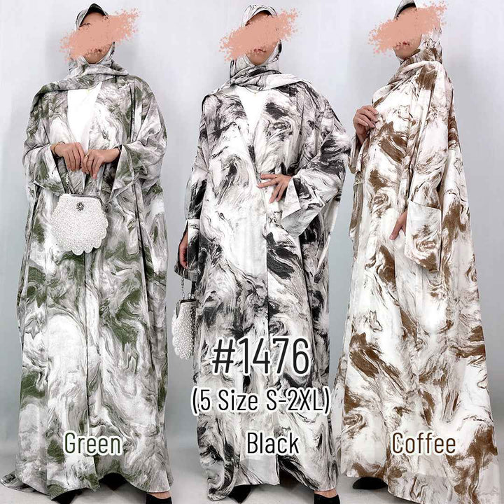 1476# Free Hijab Modest Set  | Batwing Sleeve Cover Up with Pockets Muslim Dress Viral TikTok | Ramadan Eid Modest Kaftan Abaya