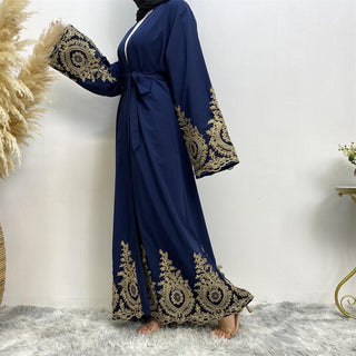 1495#New Nida Arrivals Printed Lantern Sleeve Cardigan Robe Muslim Abaya - CHAOMENG MUSLIM SHOP