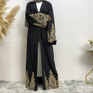 1495#New Nida Arrivals Printed Lantern Sleeve Cardigan Robe Muslim Abaya - CHAOMENG MUSLIM SHOP