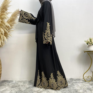 1495#New Nida Arrivals Printed Lantern Sleeve Cardigan Robe Muslim Abaya - CHAOMENG MUSLIM SHOP