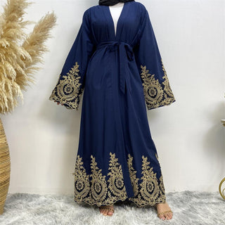 1495#New Nida Arrivals Printed Lantern Sleeve Cardigan Robe Muslim Abaya - CHAOMENG MUSLIM SHOP