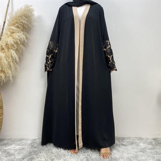 1502#High Quality Niad Embroidery Cardigan Islamic Clothing Abaya For EID - CHAOMENG MUSLIM SHOP