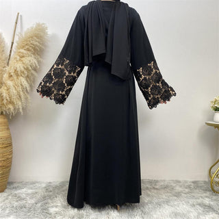 1502#High Quality Niad Embroidery Cardigan Islamic Clothing Abaya For EID - CHAOMENG MUSLIM SHOP