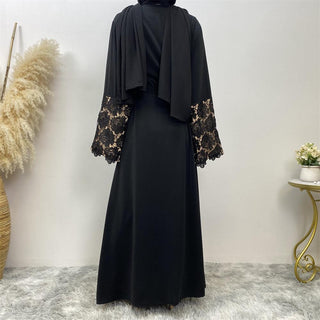 1502#High Quality Niad Embroidery Cardigan Islamic Clothing Abaya For EID - CHAOMENG MUSLIM SHOP