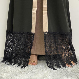 1513# Black Latest Embroidery Open abaya dress - CHAOMENG MUSLIM SHOP