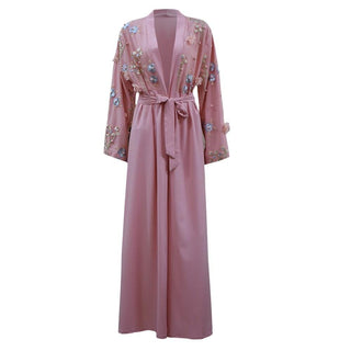 1632#Middle East Fashion Floral Abaya - CHAOMENG MUSLIM SHOP
