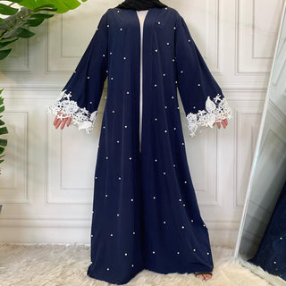 1637# Eid Navy Blue Open Muslim Abayas - CHAOMENG MUSLIM SHOP