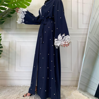 1637# Eid Navy Blue Open Muslim Abayas - CHAOMENG MUSLIM SHOP