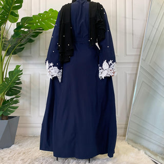 1637# Eid Navy Blue Open Muslim Abayas - CHAOMENG MUSLIM SHOP