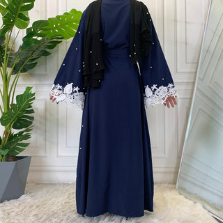 1637# Eid Navy Blue Open Muslim Abayas - CHAOMENG MUSLIM SHOP