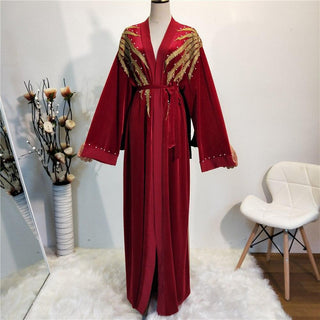 1701#New Arrivals Arab Fashion Printed Lantern Sleeve Cardigan Robe Muslim Abaya - CHAOMENG MUSLIM SHOP