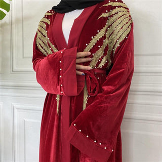 1701#New Arrivals Arab Fashion Printed Lantern Sleeve Cardigan Robe Muslim Abaya - CHAOMENG MUSLIM SHOP
