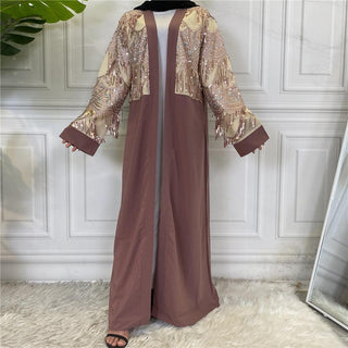 1788#Middle East Fashion Tassels Sequins Dubai Abaya - CHAOMENG MUSLIM SHOP