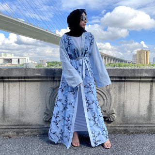 1789#Lace Abaya Long Sleeve New Fashion Dress - CHAOMENG MUSLIM SHOP