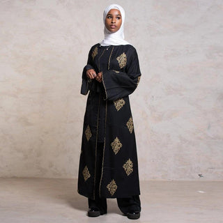 1799#[With hijabs]New Arrivals Arab Fashion Printed Lantern Sleeve Cardigan Robe Muslim Abaya - Premium 服装 from CHAOMENG - Just $32.90! Shop now at CHAOMENG MUSLIM SHOP