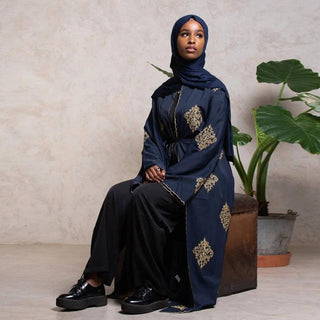 1799#[With hijabs]New Arrivals Arab Fashion Printed Lantern Sleeve Cardigan Robe Muslim Abaya - Premium 服装 from CHAOMENG - Just $32.90! Shop now at CHAOMENG MUSLIM SHOP