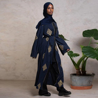 1799#[With hijabs]New Arrivals Arab Fashion Printed Lantern Sleeve Cardigan Robe Muslim Abaya - Premium 服装 from CHAOMENG - Just $32.90! Shop now at CHAOMENG MUSLIM SHOP