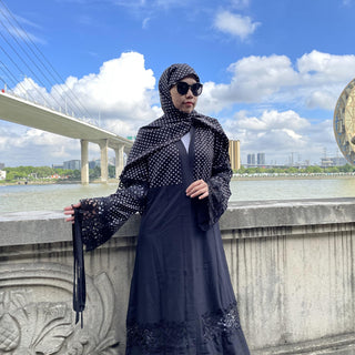 1805#[With hijabs]Musulman De Mode Ramadan Cardigan Kaftan Turkey Islamic Clothing - CHAOMENG MUSLIM SHOP