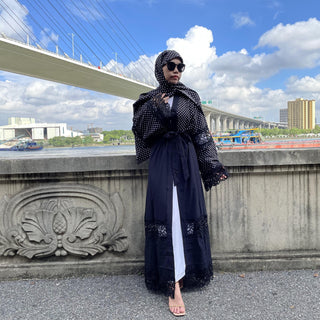 1805#[With hijabs]Musulman De Mode Ramadan Cardigan Kaftan Turkey Islamic Clothing - CHAOMENG MUSLIM SHOP