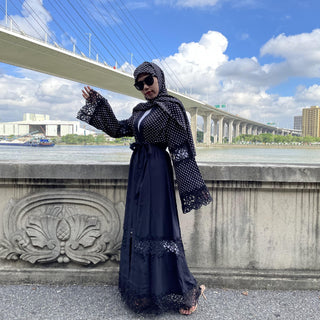 1805#[With hijabs]Musulman De Mode Ramadan Cardigan Kaftan Turkey Islamic Clothing - CHAOMENG MUSLIM SHOP