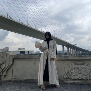 1838#Middle East Eid Muslim Fashion Pearls Kimono Modest Elegant Cardigan Dubai Abaya - Premium  from Chaomeng Store - Just $27.90! Shop now at CHAOMENG MUSLIM SHOP