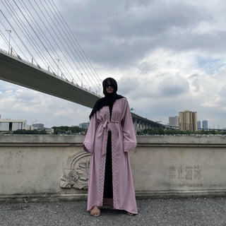 1838#Middle East Eid Muslim Fashion Pearls Kimono Modest Elegant Cardigan Dubai Abaya - Premium  from Chaomeng Store - Just $27.90! Shop now at CHAOMENG MUSLIM SHOP