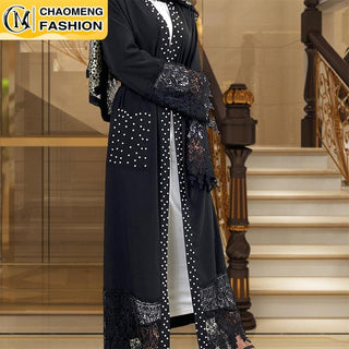 1839#Muslim Women Open Abaya Kimono Long Lace Tassel Sleeve - Premium  from Chaomeng Store - Just $29.90! Shop now at CHAOMENG MUSLIM SHOP