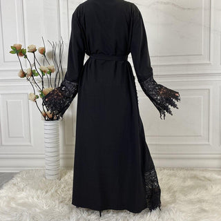 1839#Muslim Women Open Abaya Kimono Long Lace Tassel Sleeve - Premium  from Chaomeng Store - Just $29.90! Shop now at CHAOMENG MUSLIM SHOP