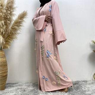 1845# Elegant 3D Flower Turkish Kaftan Modest Black Abaya Dress - Premium  from CHAOMENG - Just $25.90! Shop now at CHAOMENG MUSLIM SHOP