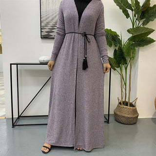 1853#Latest Modest Fashion Knit Fabric Front Open Abaya - Premium  from Chaomeng Store - Just $29.90! Shop now at CHAOMENG MUSLIM SHOP