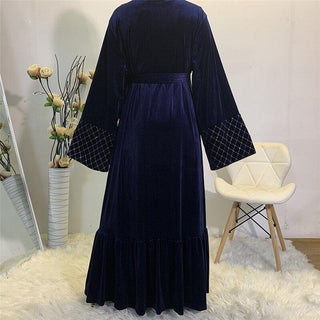 1857#New Arrivals Golden velvet Open Front Abaya Kimono Women - Premium  from Chaomeng Store - Just $29.90! Shop now at CHAOMENG MUSLIM SHOP