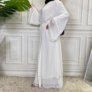 1875#[With hijabs]2 layers Chiffon Lantern Sleeve Abaya - Premium 服饰与配饰 from Chaomeng Store - Just $29.90! Shop now at CHAOMENG MUSLIM SHOP