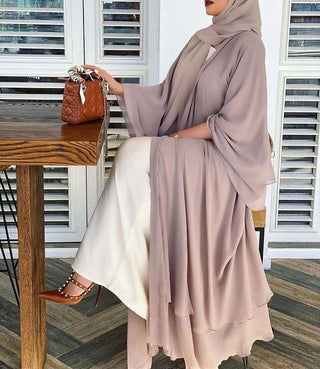 1875#[With hijabs]2 layers Chiffon Lantern Sleeve Abaya - Premium 服饰与配饰 from Chaomeng Store - Just $29.90! Shop now at CHAOMENG MUSLIM SHOP