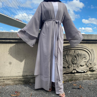 1875#[With hijabs]2 layers Chiffon Lantern Sleeve Abaya - Premium 服饰与配饰 from Chaomeng Store - Just $29.90! Shop now at CHAOMENG MUSLIM SHOP