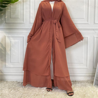 1875#[With hijabs]2 layers Chiffon Lantern Sleeve Abaya - Premium 服饰与配饰 from Chaomeng Store - Just $29.90! Shop now at CHAOMENG MUSLIM SHOP