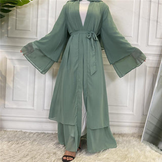 1875#[With hijabs]2 layers Chiffon Lantern Sleeve Abaya - Premium 服饰与配饰 from Chaomeng Store - Just $29.90! Shop now at CHAOMENG MUSLIM SHOP