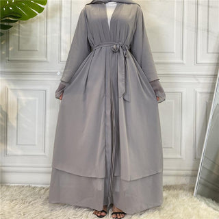 1875#[With hijabs]2 layers Chiffon Lantern Sleeve Abaya - Premium 服饰与配饰 from Chaomeng Store - Just $29.90! Shop now at CHAOMENG MUSLIM SHOP