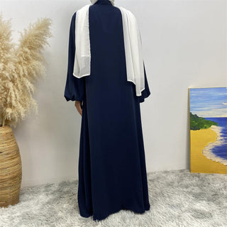 1876#  Hot Sale Solid Color Cuff Big Border With Big Belt Simplicity Versatile Daily Casual Abaya - Premium 服装 from CHAOMENG MUSLIM SHOP - Just $26.90! Shop now at CHAOMENG MUSLIM SHOP