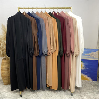 1876#  Hot Sale Solid Color Cuff Big Border With Big Belt Simplicity Versatile Daily Casual Abaya - Premium 服装 from CHAOMENG MUSLIM SHOP - Just $26.90! Shop now at CHAOMENG MUSLIM SHOP