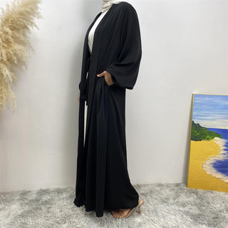 1876#  Hot Sale Solid Color Cuff Big Border With Big Belt Simplicity Versatile Daily Casual Abaya - Premium 服装 from CHAOMENG MUSLIM SHOP - Just $26.90! Shop now at CHAOMENG MUSLIM SHOP