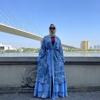 1884# Latest Designs Printed Chiffon Abaya With Ruffles Muslim Dress Dubai Size Summer Spring Islamic Clothing For Women - Premium  from Chaomeng Store - Just $29.90! Shop now at CHAOMENG MUSLIM SHOP