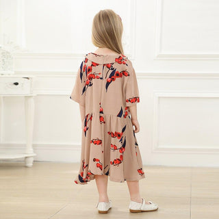 1901#Abaya Modest Fashion Printing With Lapel Little Girls Dress - Premium  from Chaomeng Store - Just $26.90! Shop now at CHAOMENG MUSLIM SHOP