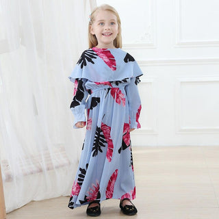 1902#Abaya Modest Fashion Printing With Lapel Little Girls Dress - Premium  from Chaomeng Store - Just $26.90! Shop now at CHAOMENG MUSLIM SHOP