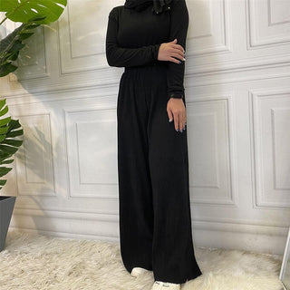 1909#Middle East Casual Ropa Mujer Pleated Wide Leg Musulman Women Maxi Pants - Premium  from Chaomeng Store - Just $29.90! Shop now at CHAOMENG MUSLIM SHOP